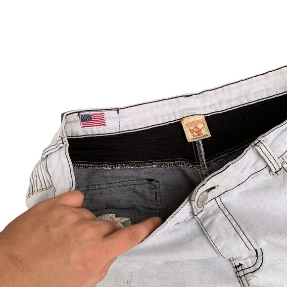 VINTAGE True Religion Jeans Size 36 MOTO White Stained - Picture 9 of 12